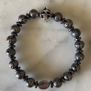 AA Handmade Hematite and silver stretch bracelet